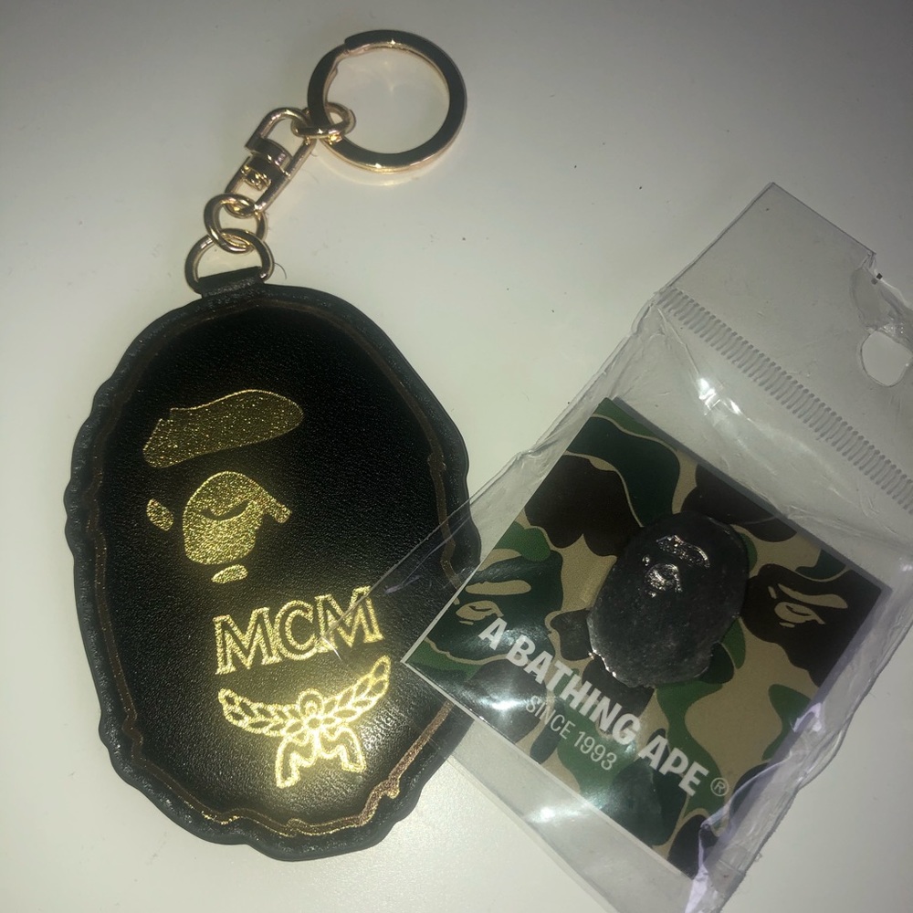 Authentic Bape x Mcm keychain and pin